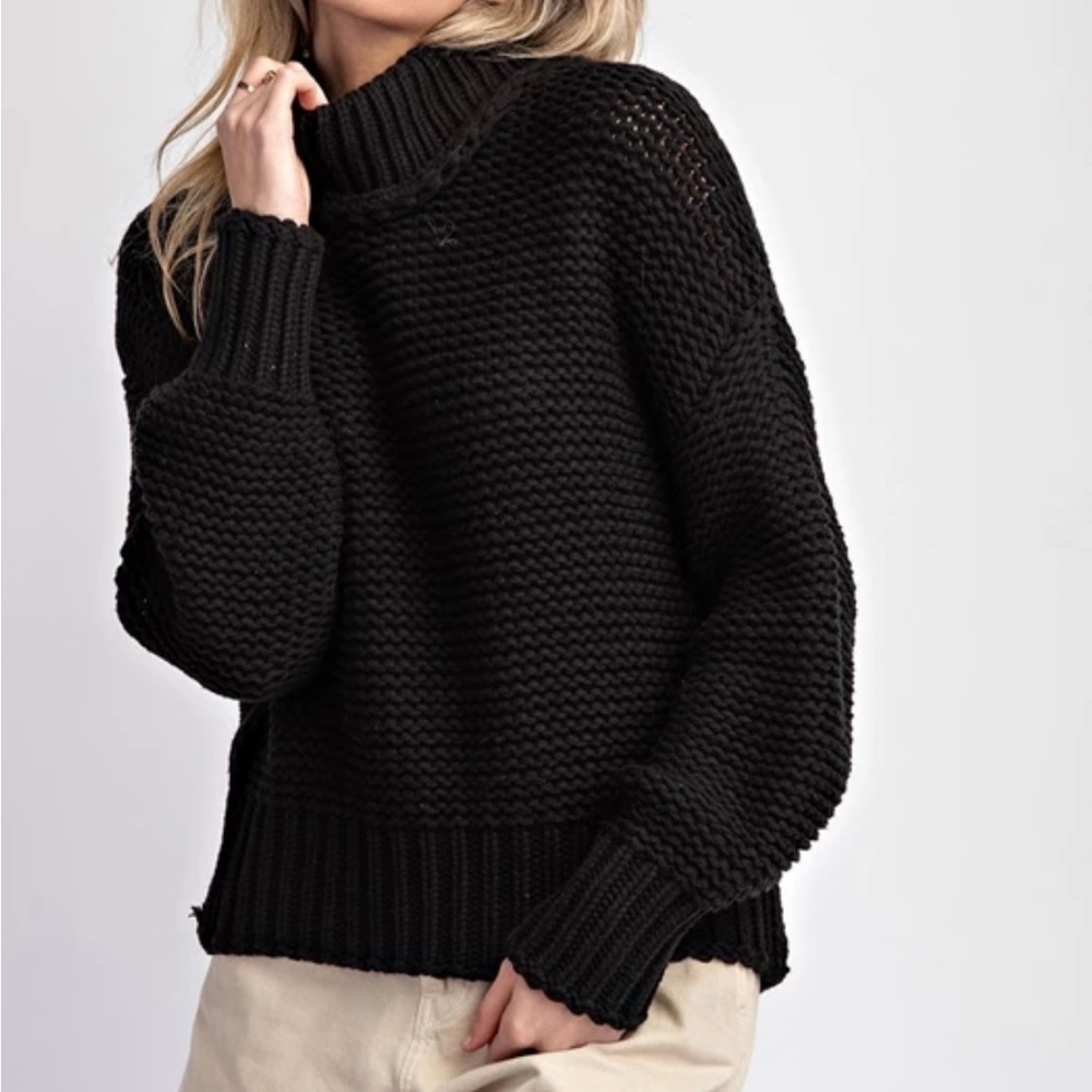 SG10331 Black Knit Turtleneck Sweater